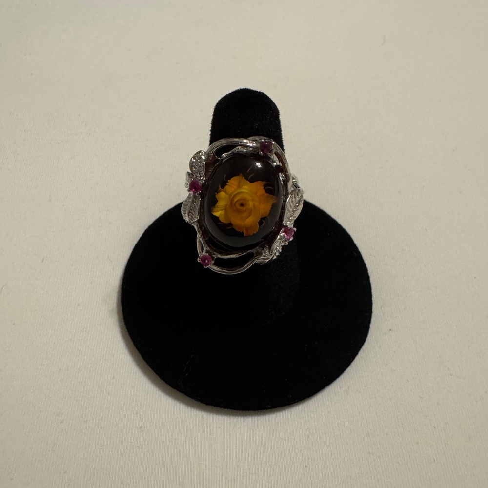 Beautiful Amber Crystal ring 💍💜💛 - Picture 4 of 6
